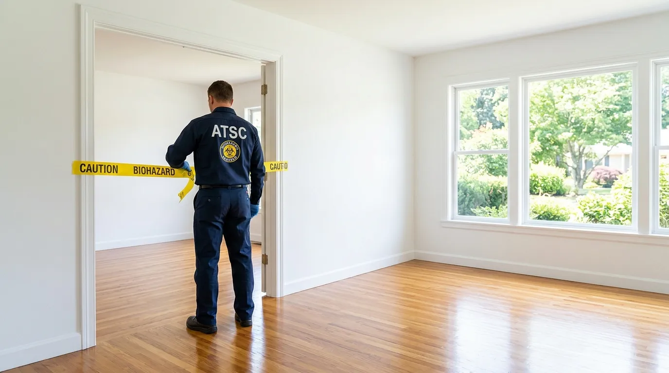 Certified biohazard cleanup crew performing Decomposition Cleanup in Thornton